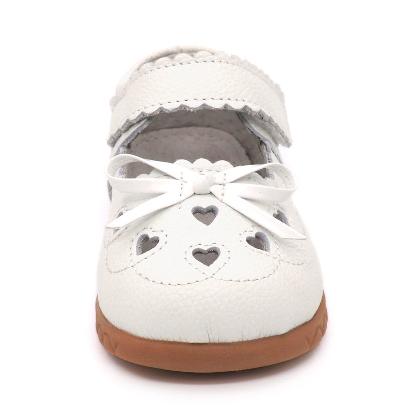 Femizee Girls Leather Bows Design Soft Round Toe Princess Dress Mary Jane Flat Shoes(Toddler/Little Kid),White,1505 CN25 - Image 4